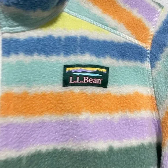 L.L.Bean Kids Mountain Full Zip Fleece Hooded Jacket Printed Multicolor Large 14 - Picture 6 of 10